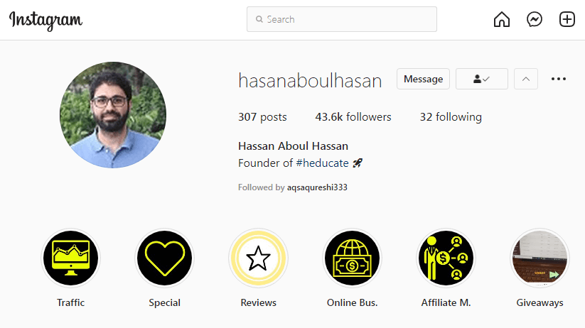 哈桑·阿布尔·哈桑 Instagram 帐户