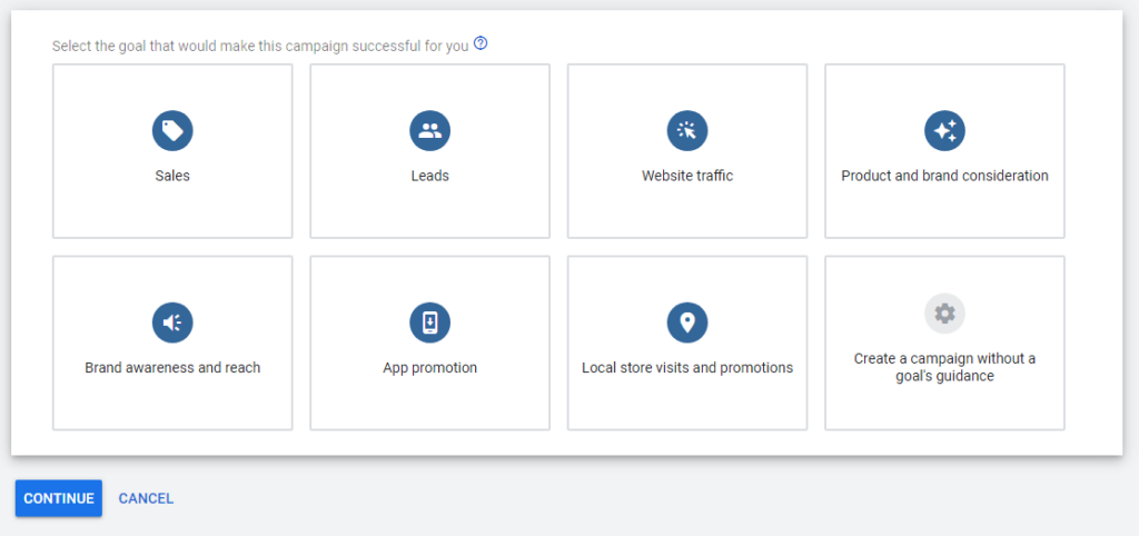 Google Ads 教程 - 选择广告系列的目标