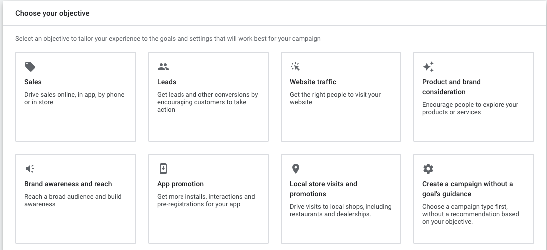 选择您的 Google Ads 目标