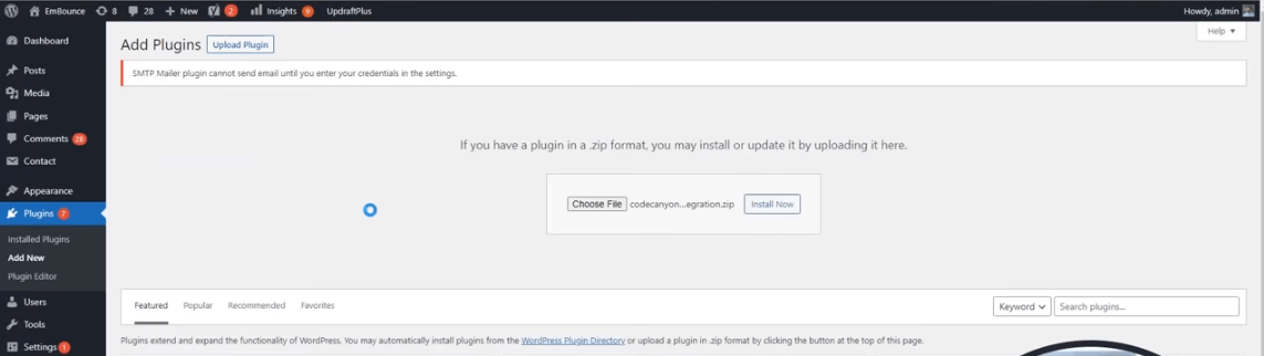 WordPress에 플러그인 업로드