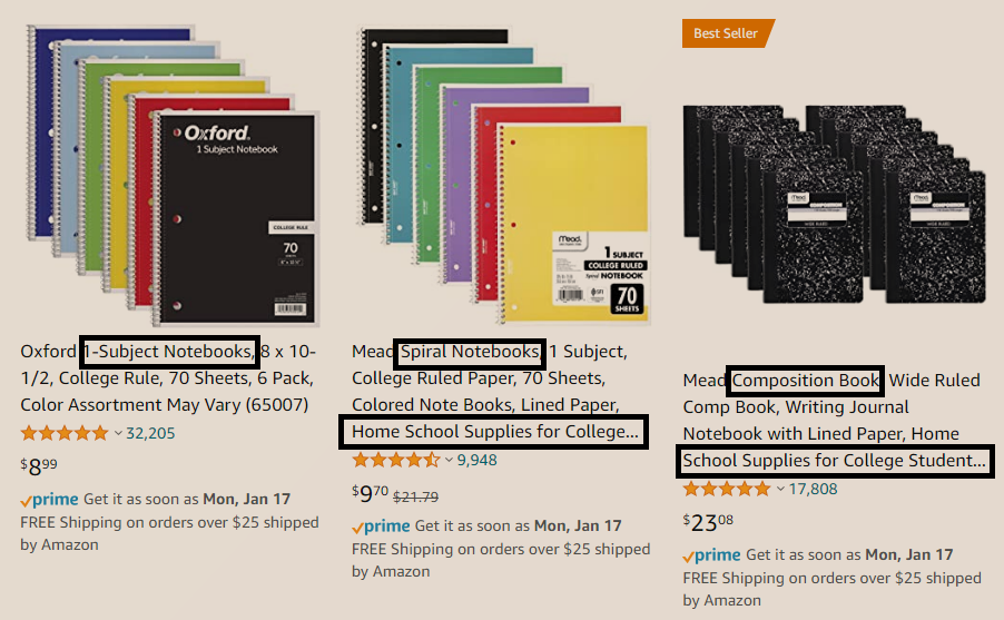 kata kunci buku catatan sekolah amazon