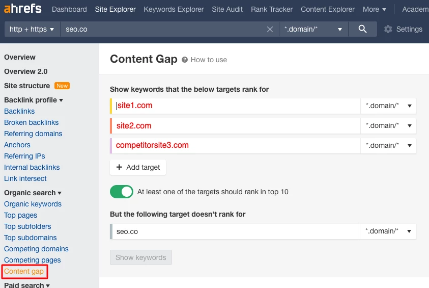 การวิเคราะห์ช่องว่างของเนื้อหา