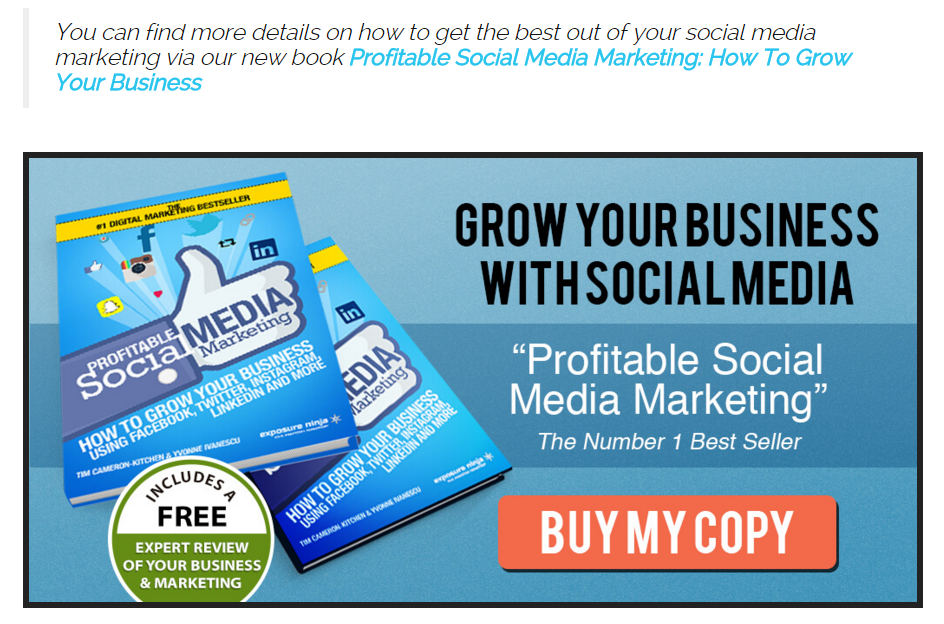 Screenshot des CTA im Exposure Ninja Blog Profitable Social Media