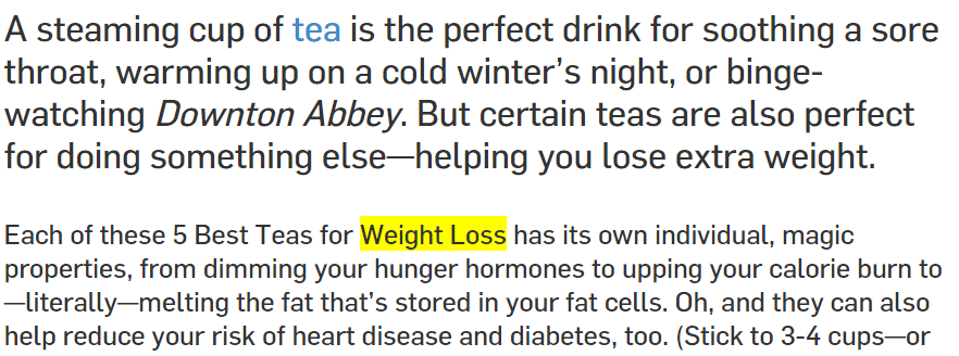 Screenshot des Blogbeitrags von der Website zum Abnehmen