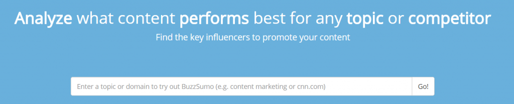 Ausschnitt aus der Buzzsumo-Suchleiste