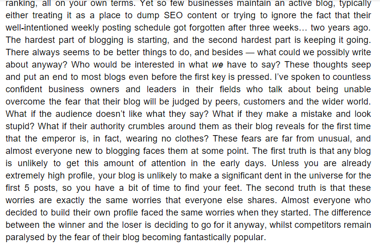 Screenshot des Blogs ohne Stichpunkte