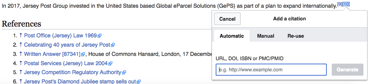 مقتطف من إضافة روابط خلفية ويكيبيديا للمراجع