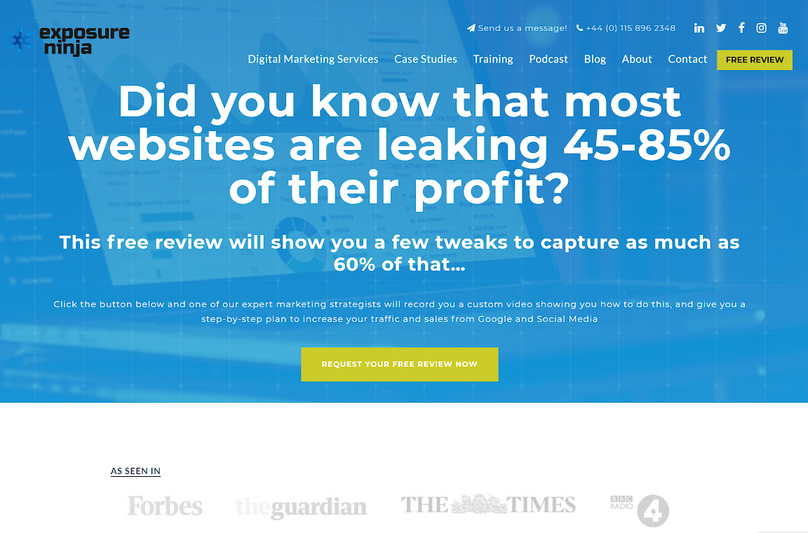 Домашняя страница Exposure Ninja