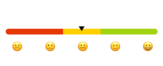 고객 평가에서 행복에서 슬픔으로의 스윙을 보여주는 Gif