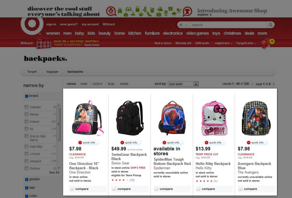 حقائب ظهر منخفضة السعر معروضة في إرشادات جودة بحث Google