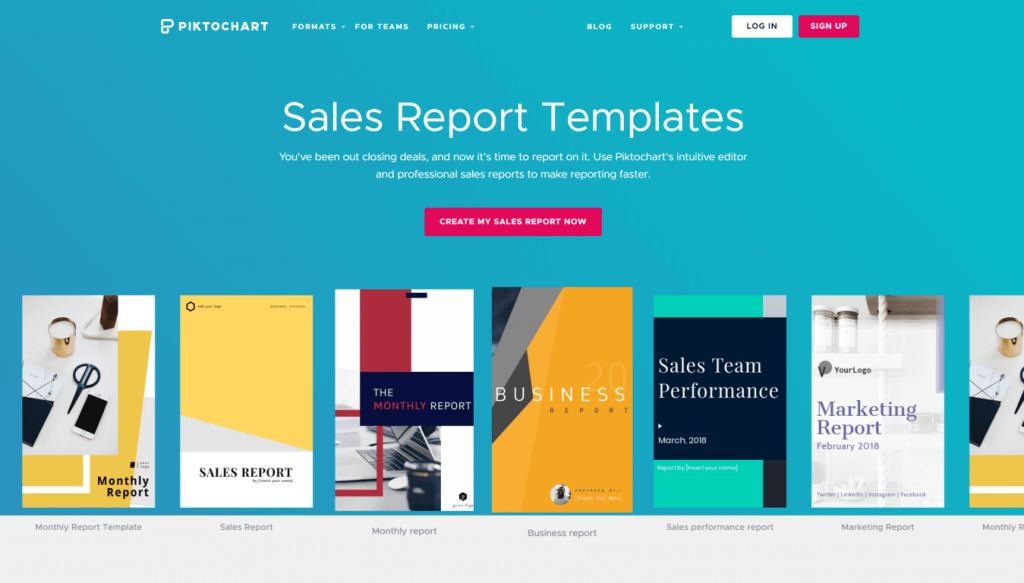 Piktochart لقطة شاشة تقرير مبيعات صفحة