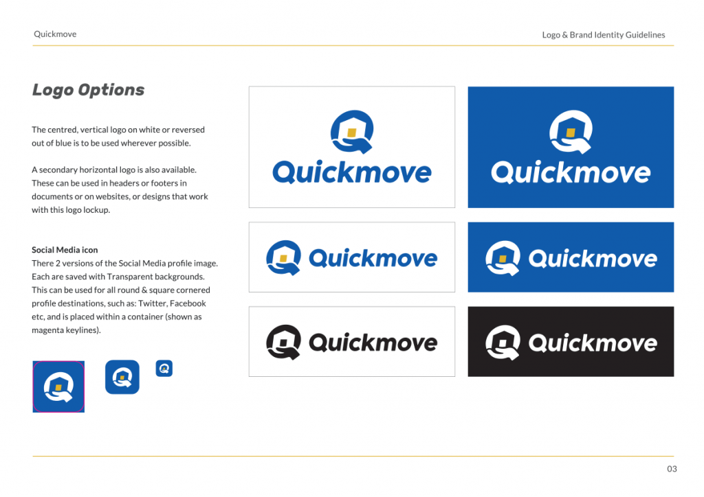 Screenshot del modello di linee guida per il branding di Designbull
