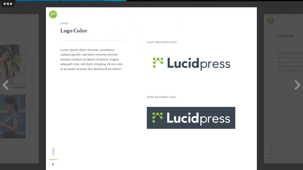 Screenshot del modello di branding gratuito di Lucidpress.