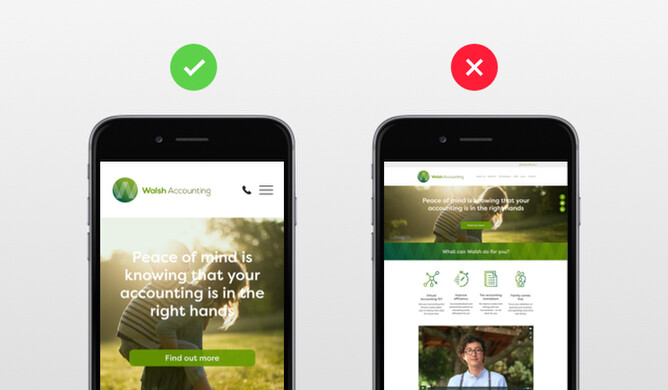 Przykład strony responsywnej a nieresponsywnej