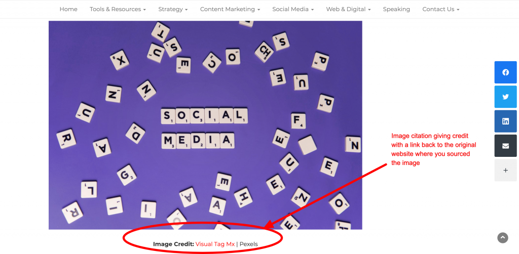 Zitieren eines Bildes in einem Blogbeitrag