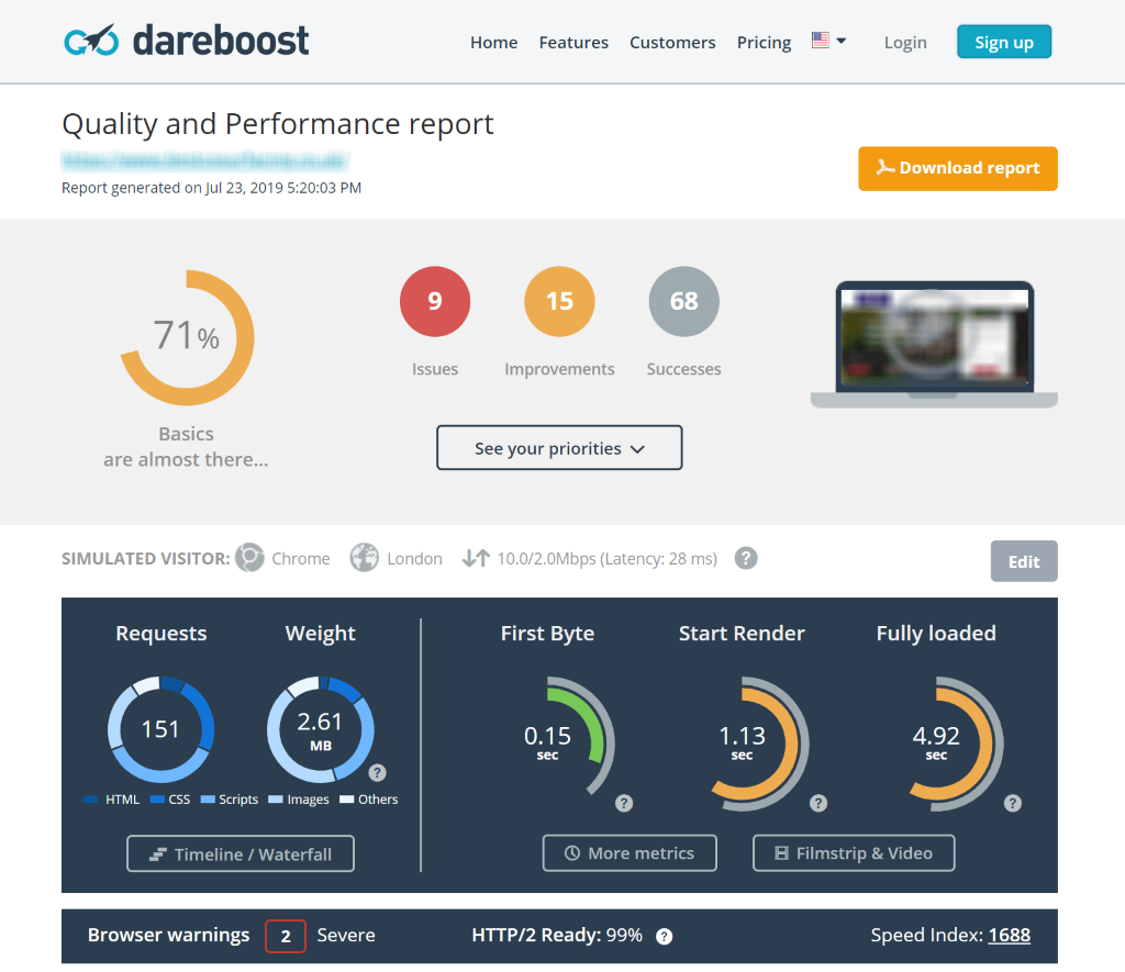 Dareboost Site Auditor의 스크린샷