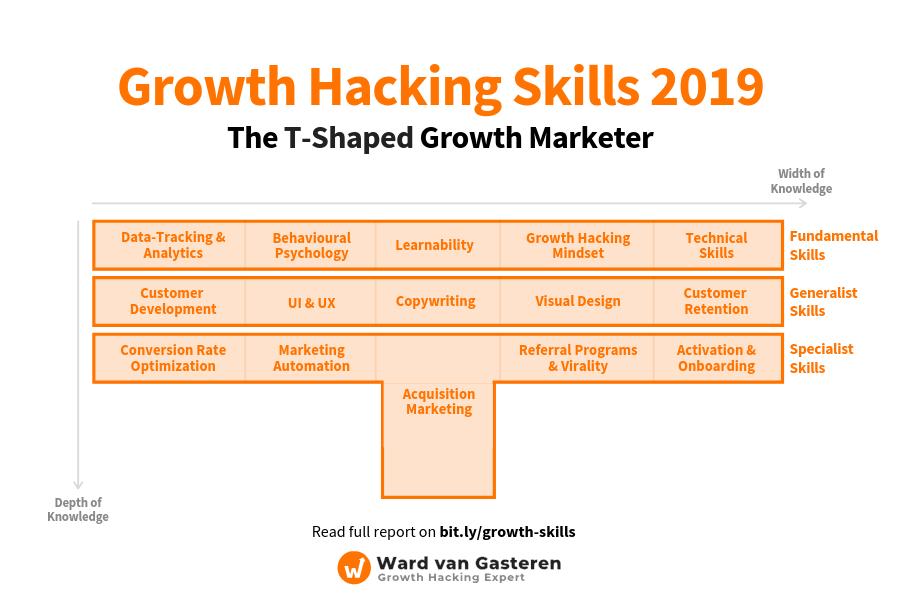 Diagramma che mostra le abilità di un growth hacker nel 2019