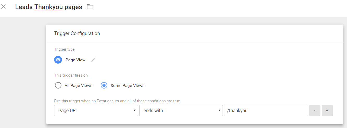 Configuração do acionador do Gerenciador de tags