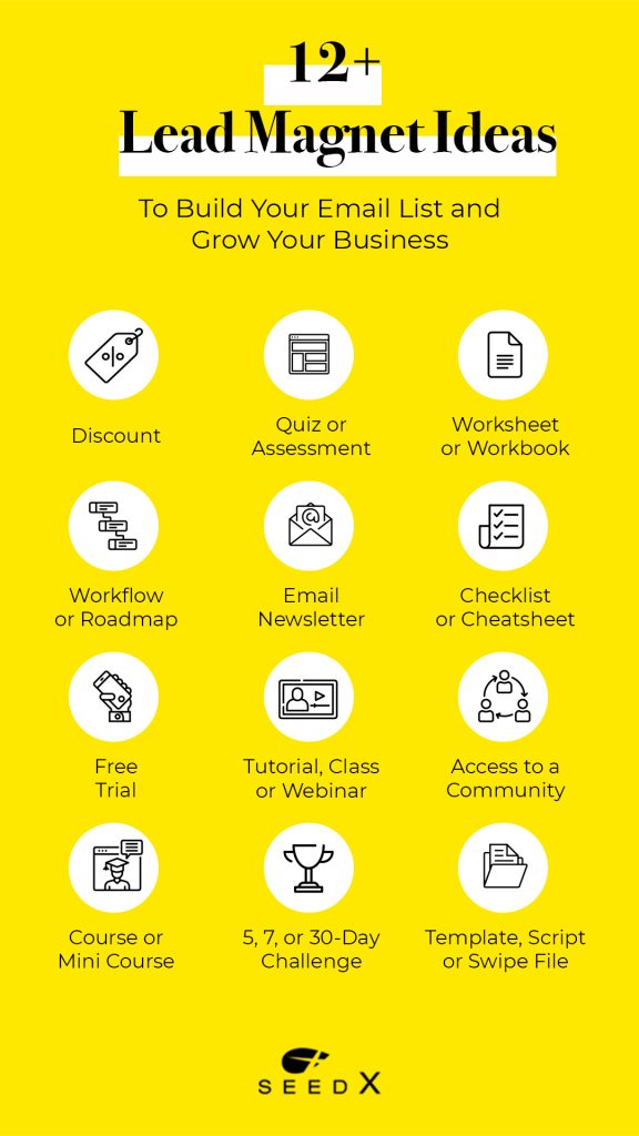 Infografica con idee per magneti al piombo