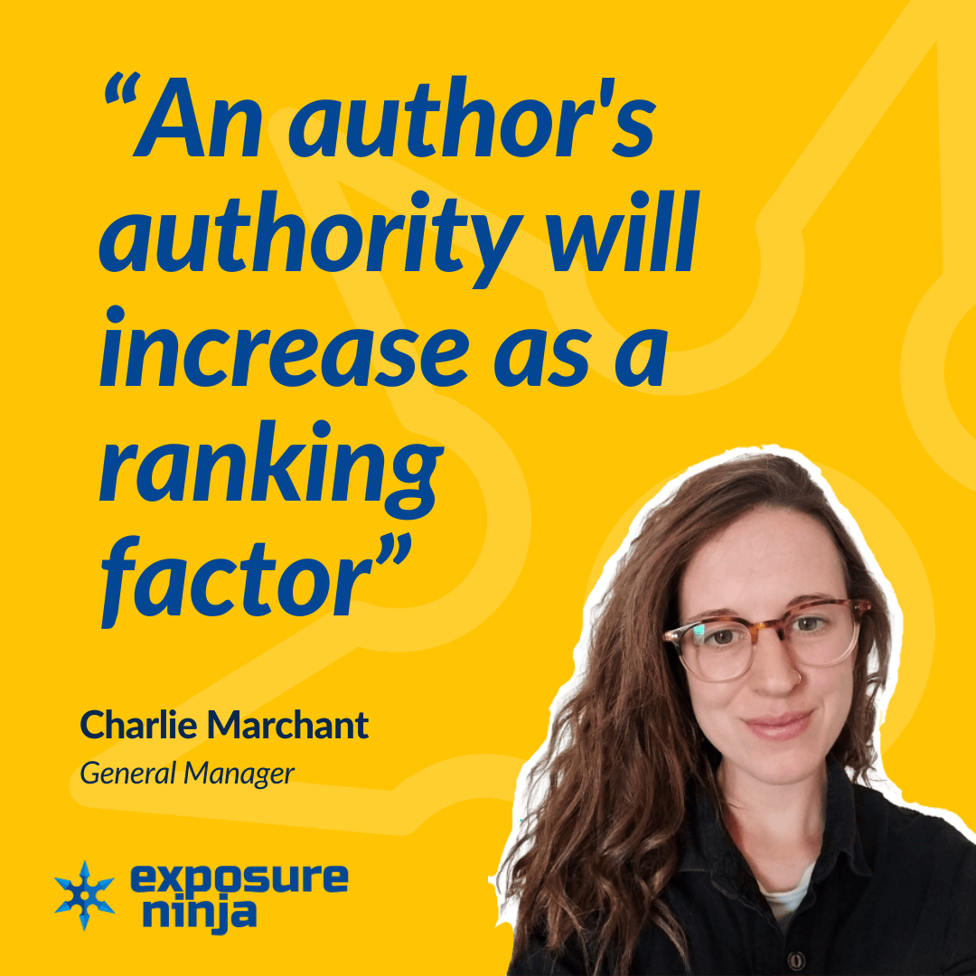 Obraz z cytatem Charliego Marchanta: „Autorytet autora wzrośnie jako czynnik rankingowy”