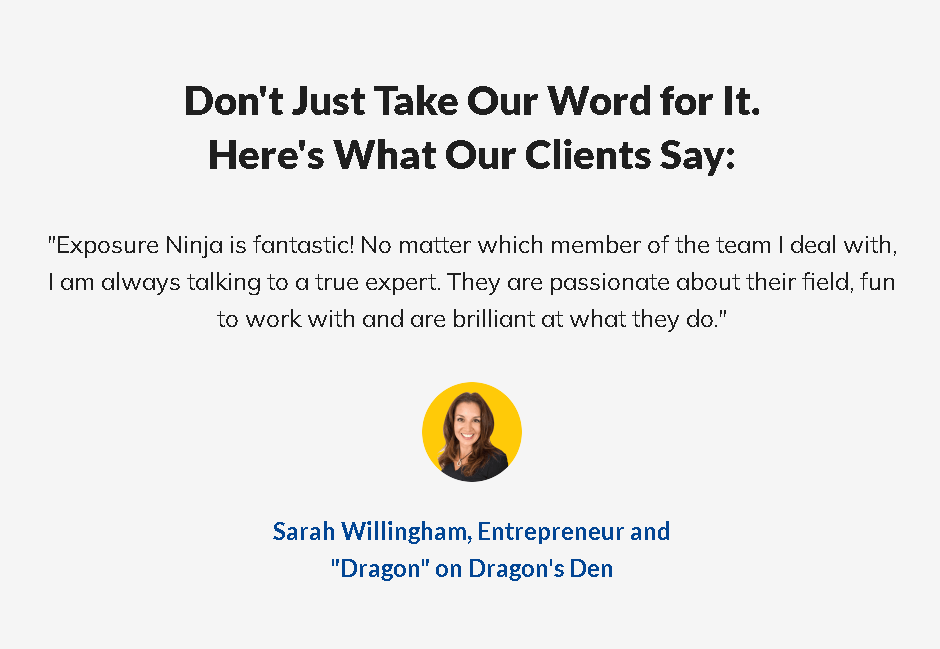 Beispiel für ein Website-Testimonial. Dieser ist von Sarah Willingham.
