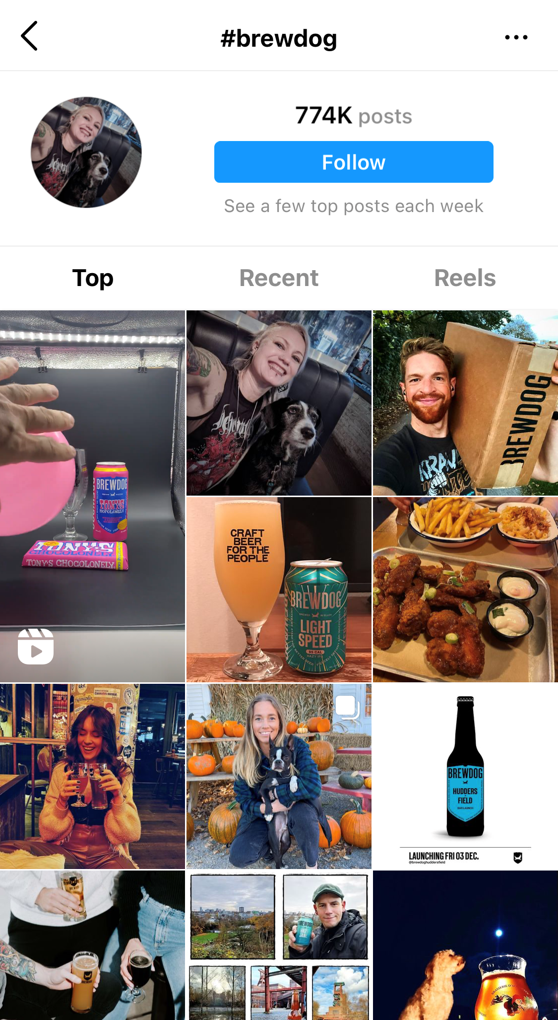 #brewdog captura de pantalla de instagram