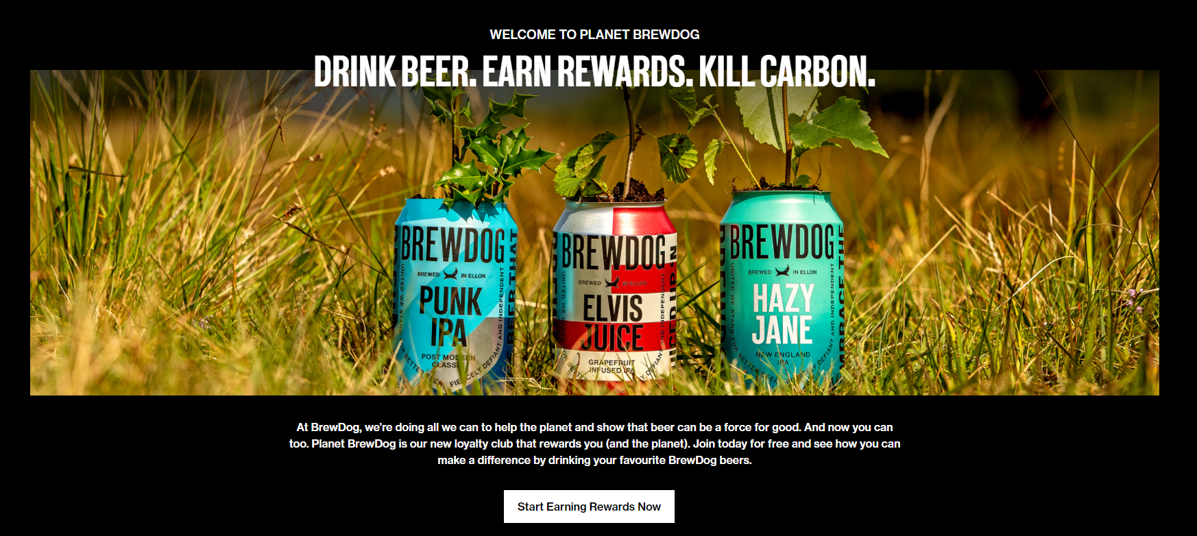 Captura de pantalla del esquema de lealtad de BrewDog