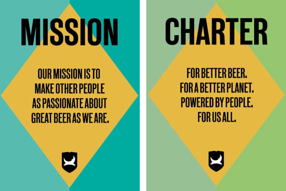 Captura de pantalla de la misión y los estatutos de BrewDog