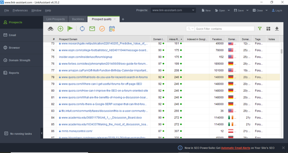 Asistente de enlace SEO PowerSuite