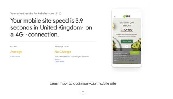 Tangkapan layar Google Uji Situs Saya