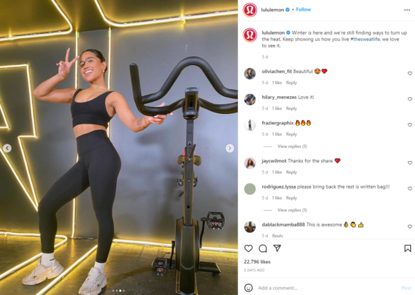 Contenido generado por el usuario en el instagram de lululemon