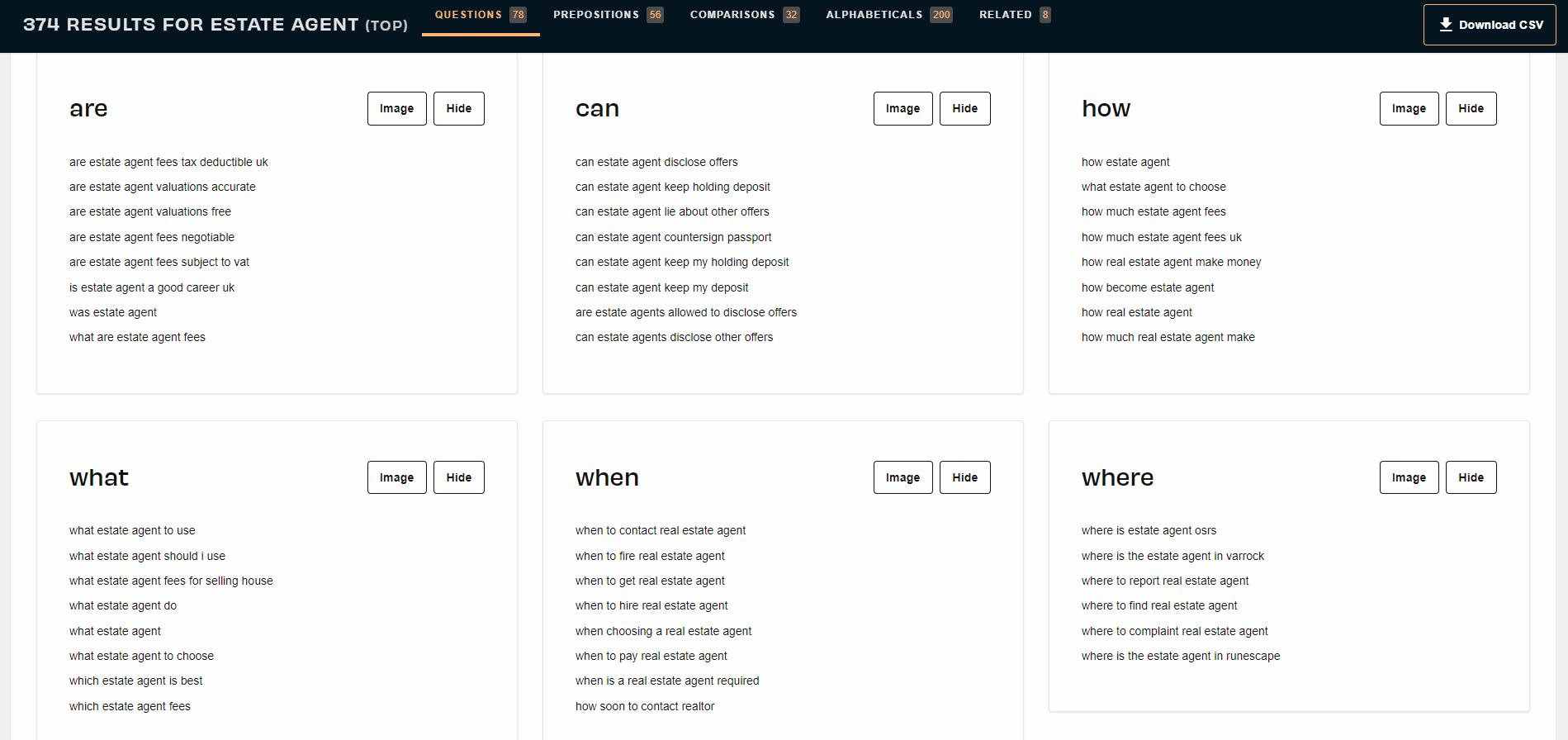 Answer the Public의 스크린샷