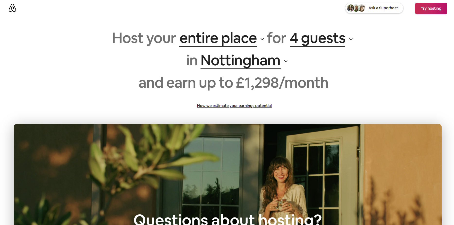 Capture d'écran du calculateur d'hébergement Airbnb