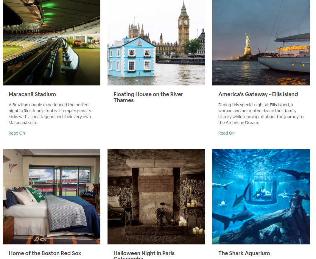 Capture d'écran de la page des concours Airbnb's Night At