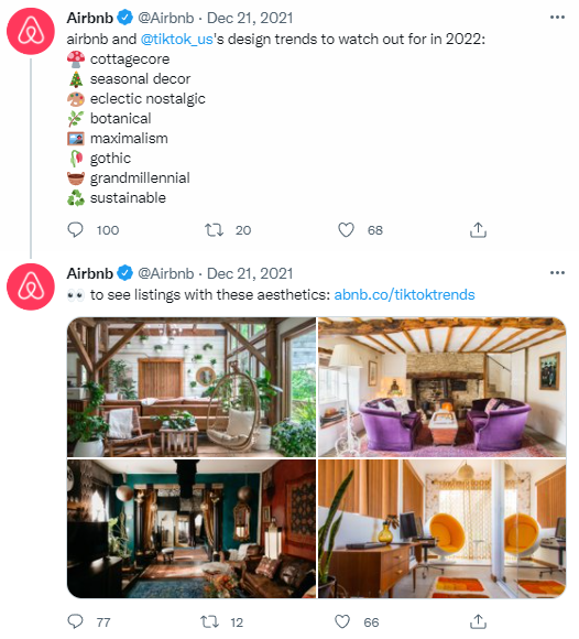 Capture d'écran d'un tweet Airbnb