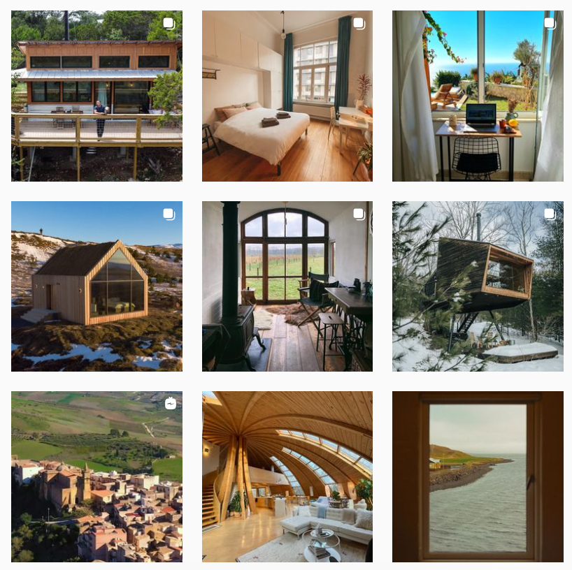 Capture d'écran de la grille Instagram d'Airbnb