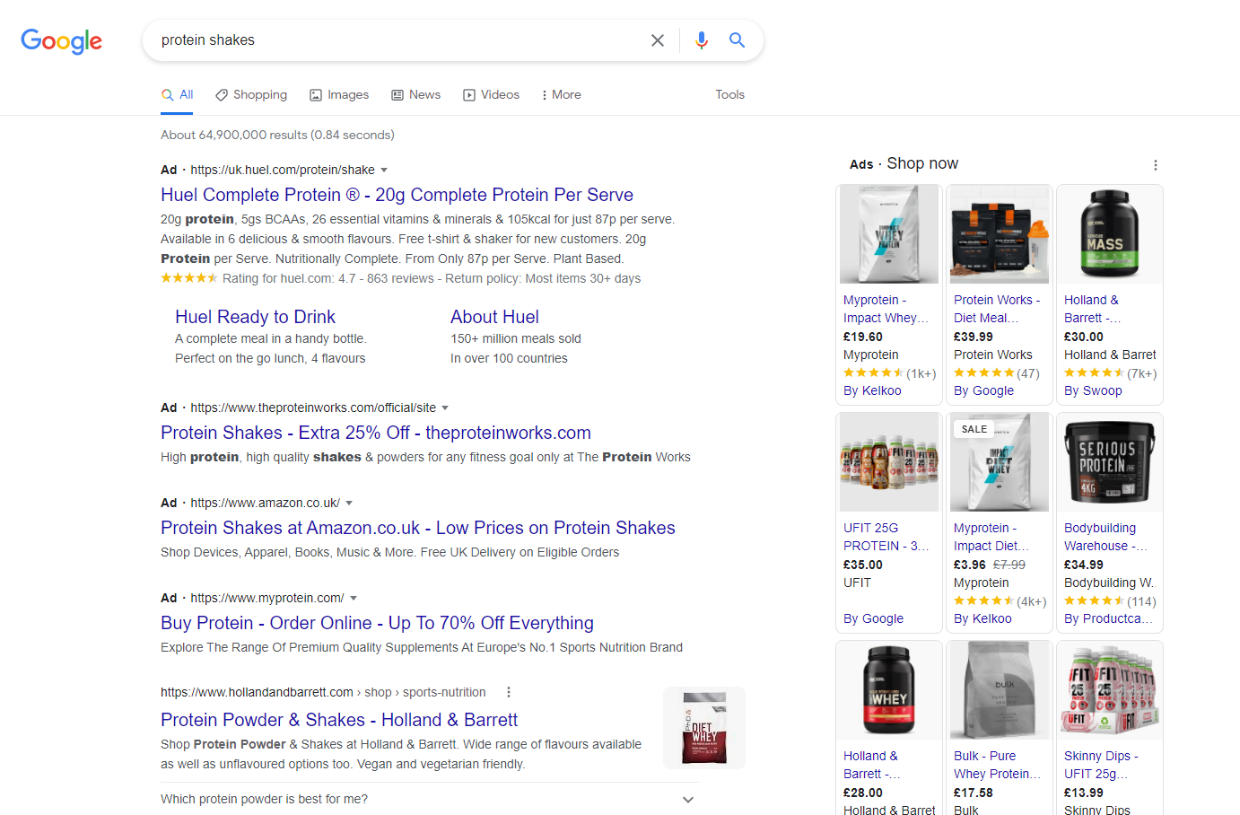 أمثلة على إعلانات PPC على بحث Google
