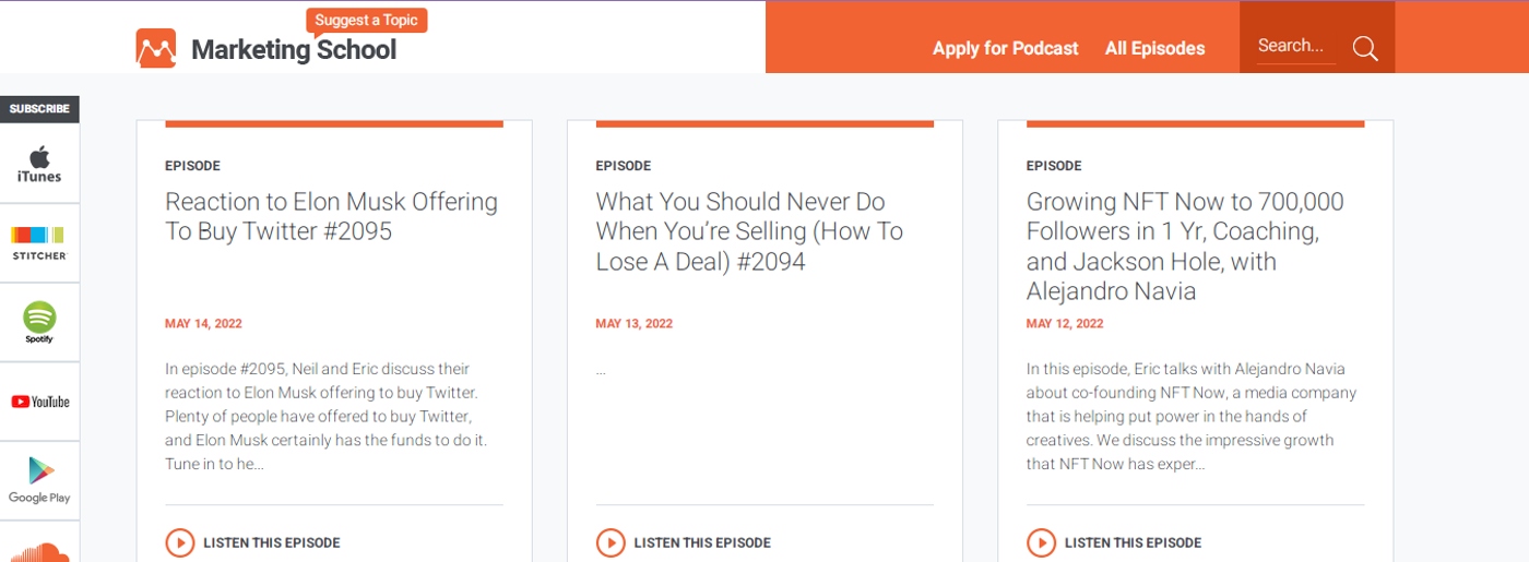 Podcasts de la escuela de marketing