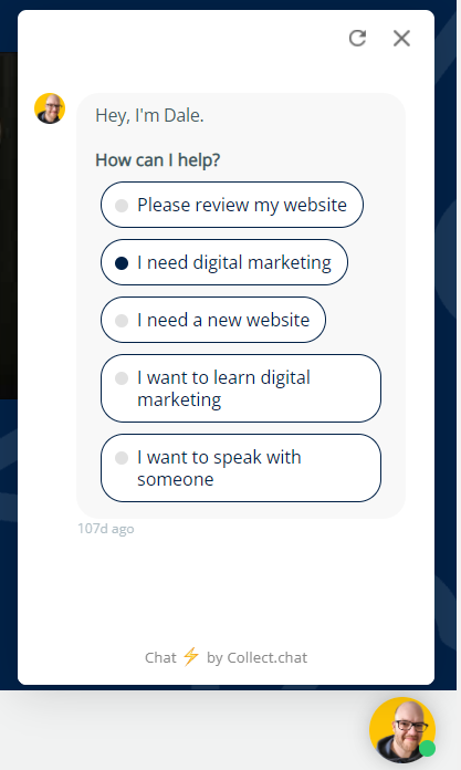Screenshot del chatbot di Exposure Ninja
