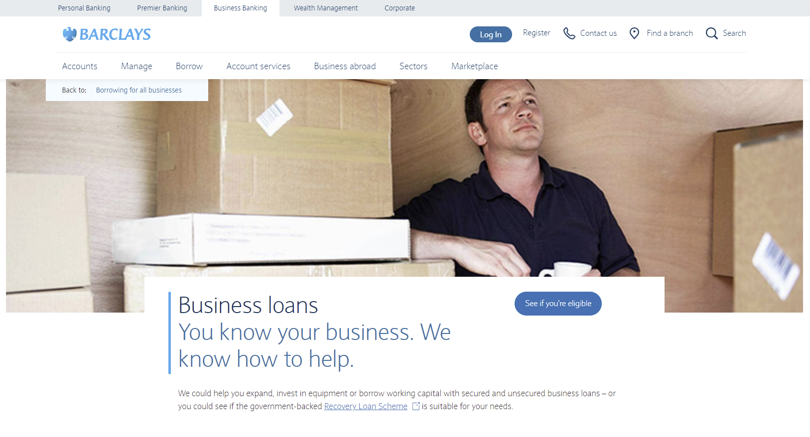 Calcolatore del prestito aziendale B2B di Barclays