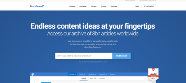 Screenshot di Buzzsumo
