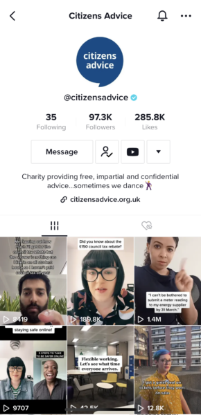 สกรีนช็อตของคำแนะนำสำหรับพลเมือง TikTok