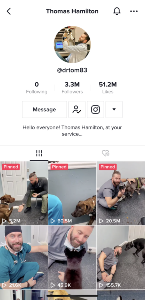 สกรีนช็อตของบัญชี TikTok ของ DrTom89