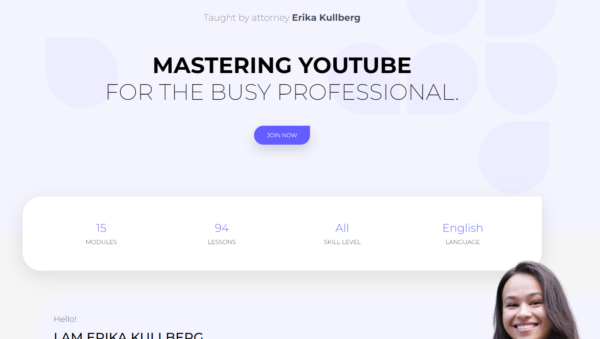 สกรีนช็อตของหลักสูตร YouTube ของ Erika