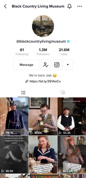 สกรีนช็อตของ TikTok ของพิพิธภัณฑ์ Black Country