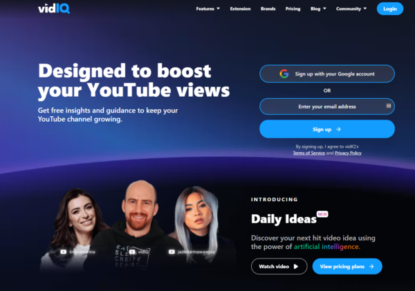 Скриншот веб-сайта VidIQ