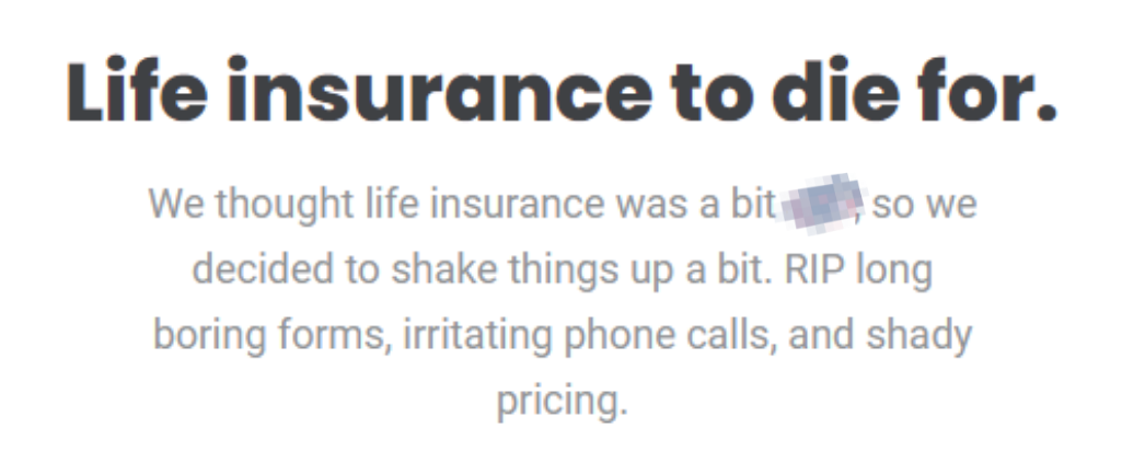 DeadhappyLifeInsuranceブランドメッセージングのスクリーンショット