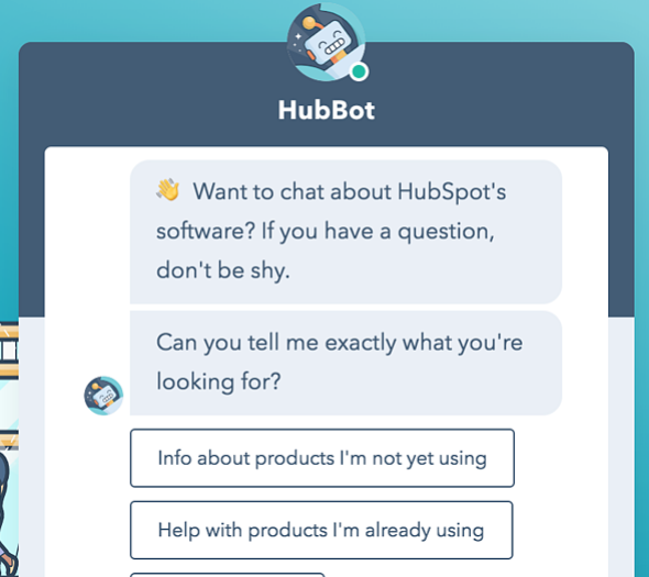 Esempio di chatbot di HubSpot