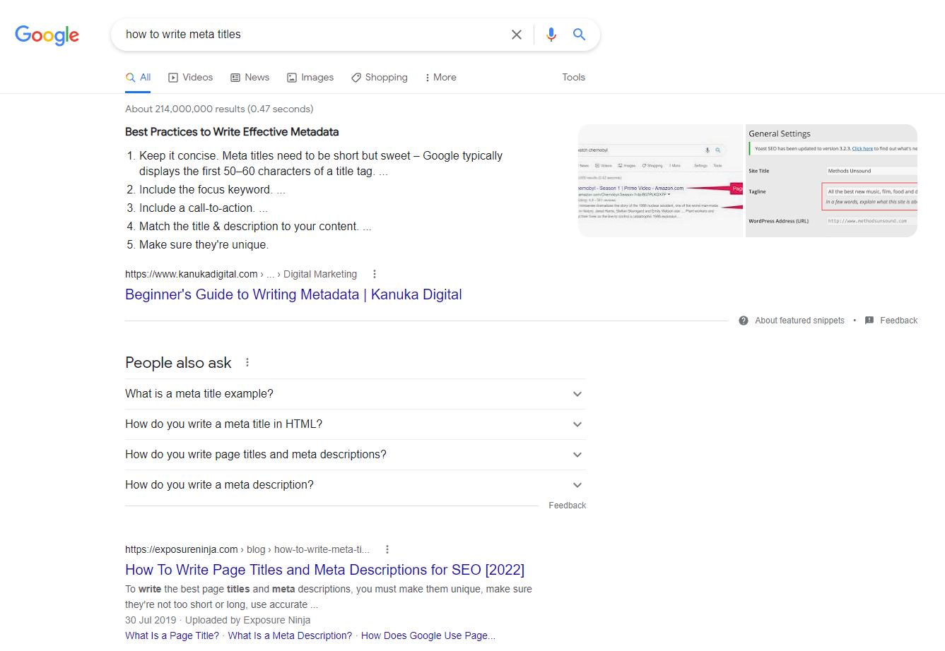 Beispiel-Antwortfeld in den Suchergebnissen von Google