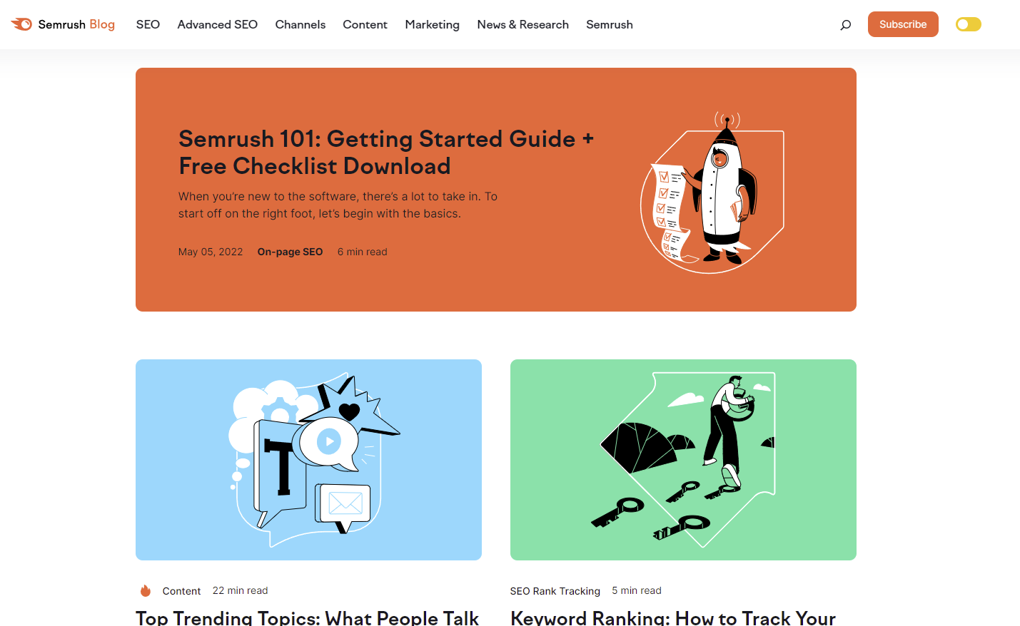 Semrushブログのスクリーンショット